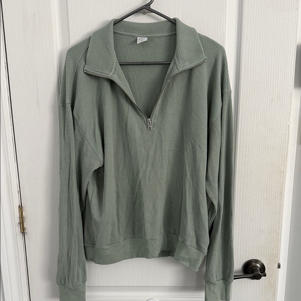 Aritzia TNA Light Green Waffle Knit Sweater